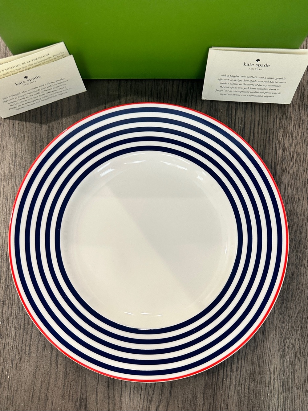 NEW Lenox Kate Spade Bissell Cove 9” Accent Plate Navy/Red NIB
